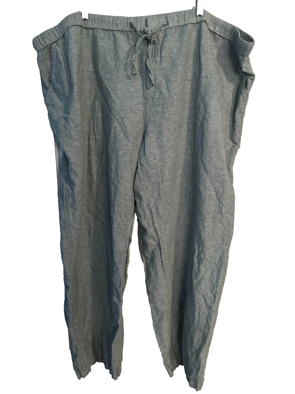 Liz Claiborne Women 3X Sage Green Linen Blend Pants Drawstring Joggers Plus Size